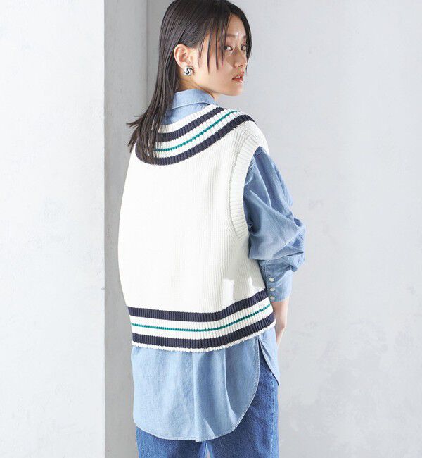 SHIPS for women「【SHIPS別注】WRAPINKNOT:〈手洗い可能〉チルデン ニット ベスト」|ベスト・ジレ|