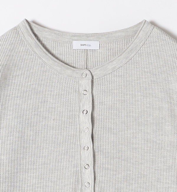 SHIPS any「SHIPS any:〈洗濯機可能〉ワッフル ヘンリーネック ラウンドヘム プルオーバー」|Tシャツ・カットソー|