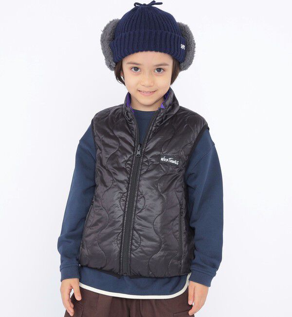 SHIPS KIDS「【SHIPS KIDS別注】WILD THINGS:100～125cm / リバーシブル ベスト」|ダウンベスト・ベスト|パープル