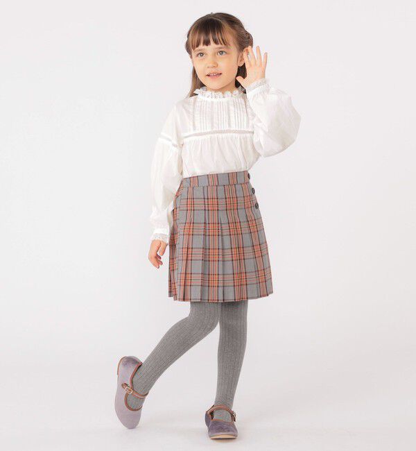 SHIPS KIDS「SHIPS KIDS:100～130cm / レース ピンタック 長袖 ブラウス」|シャツ・ブラウス|