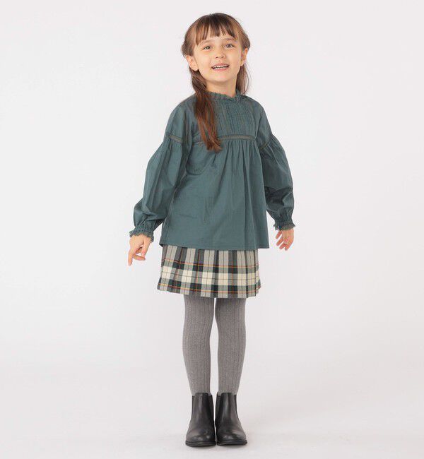 SHIPS KIDS「SHIPS KIDS:100～130cm / レース ピンタック 長袖 ブラウス」|シャツ・ブラウス|