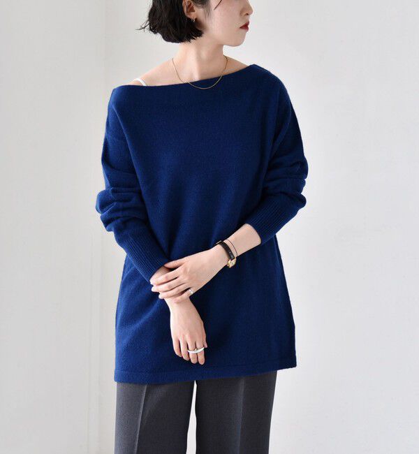 quaranciel「quaranciel:〈手洗い可能〉AQUA カシミヤ ブレンド オフショルダー ニット」|ニット・セーター|