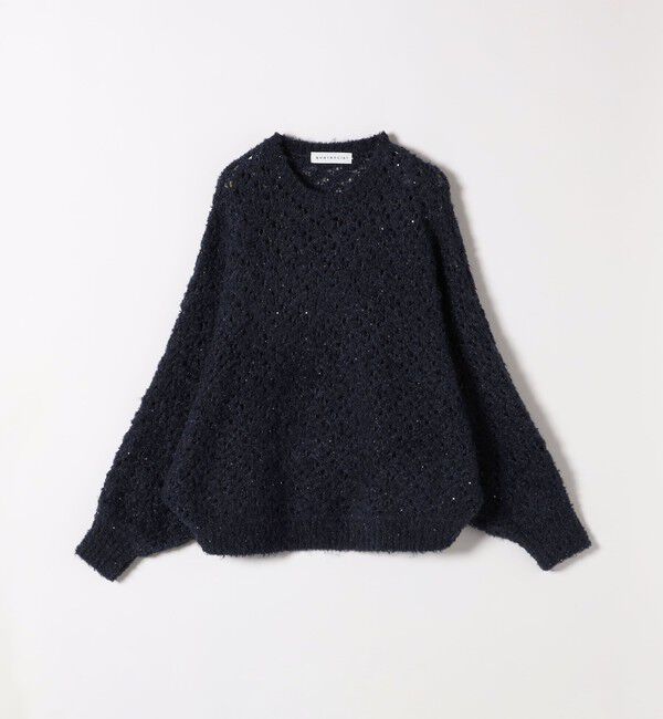 quaranciel「quaranciel:〈手洗い可能〉スパンコール レース編み クルーネック ドルマン ルーズ ニット」|ニット・セーター|