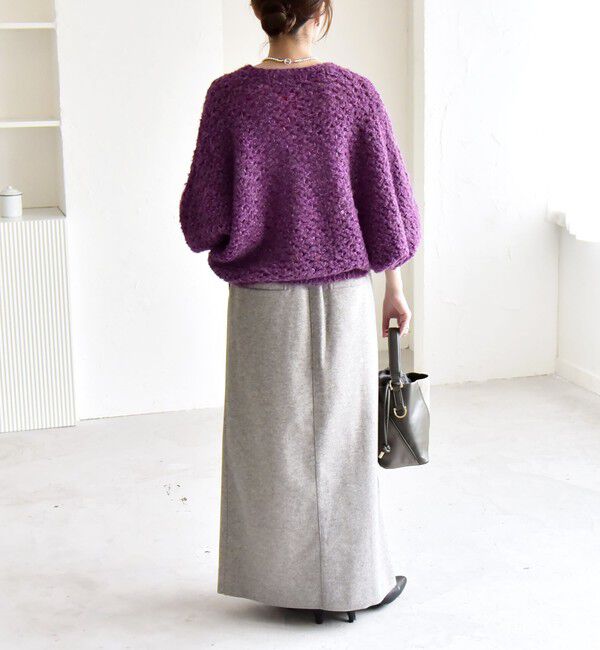 quaranciel「quaranciel:〈手洗い可能〉スパンコール レース編み クルーネック ドルマン ルーズ ニット」|ニット・セーター|