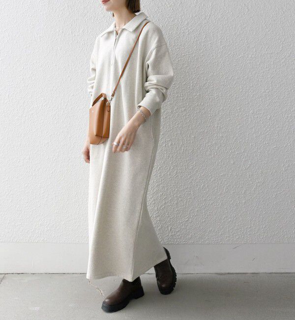 SHIPS any「SHIPS any:〈洗濯機可能〉USA コットン 裏起毛 ハーフジップ ワンピース」|ワンピース|