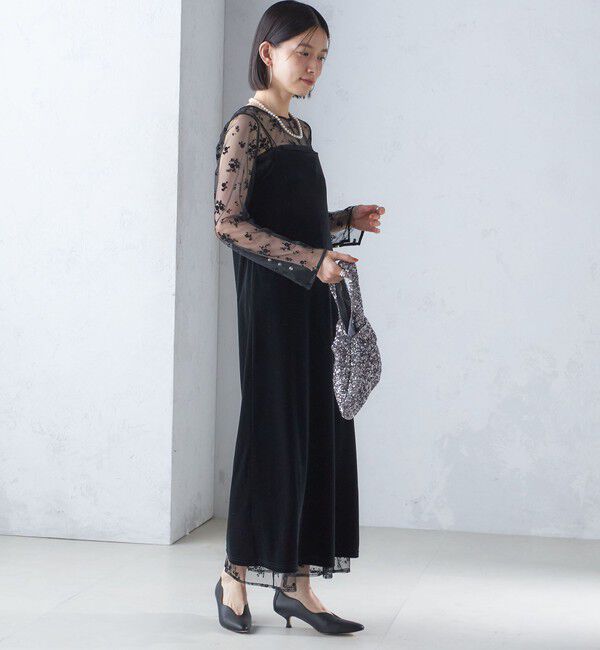 SHIPS for women「kaene:フロッキー レース ポリエステルベロア 2WAY ドレス（セレモニー対応可）」|ワンピース|