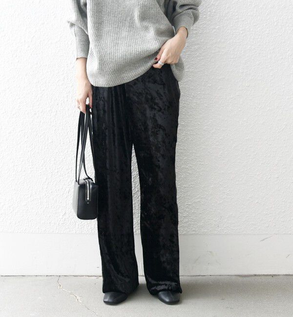 SHIPS any「SHIPS any:〈手洗い可能〉クラッシュ ベロア サイドライン ワイド イージー パンツ」|その他|