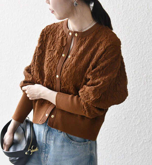 SHIPS any「SHIPS any:〈手洗い可能〉ジャカード バンピー コンパクト カーディガン」|カーディガン|