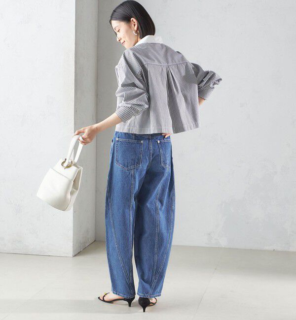 SHIPS for women「〈洗濯機可能〉ピン オックス 刺繍 クロップド シャツ」|シャツ・ブラウス|