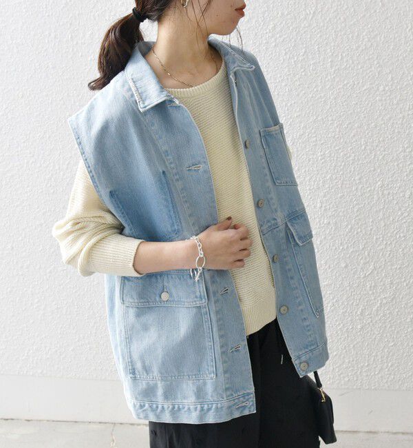 SHIPS any「SHIPS any:〈洗濯機可能〉デニム ベスト［SHIPS any DENIM］」|ベスト・ジレ|スカイブルー