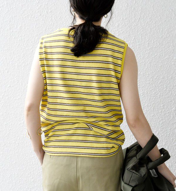 SHIPS any「SHIPS any:〈洗濯機可能〉パイル ボーダー ノースリーブ TEE」|タンクトップ|