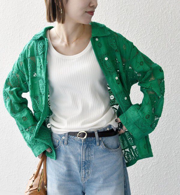 SHIPS any「SHIPS any:〈手洗い可能〉パッチワーク レース ジャケット シャツ」|その他|