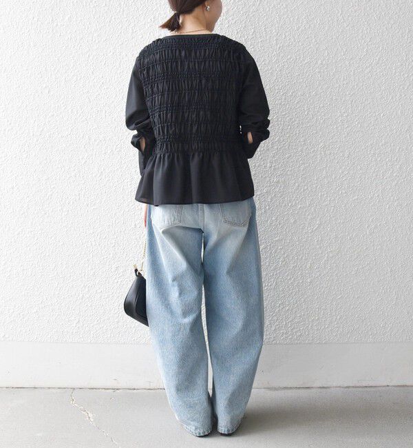 SHIPS any「【WEB限定】SHIPS any:〈洗濯機可能〉シアー シャーリング プチフリル ペプラム ブラウス」|シャツ・ブラウス|