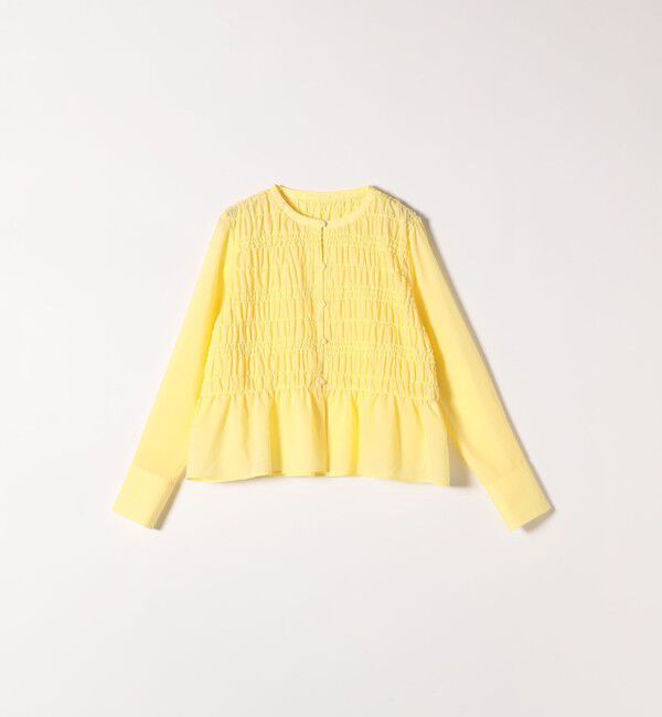 SHIPS any「【WEB限定】SHIPS any:〈洗濯機可能〉シアー シャーリング プチフリル ペプラム ブラウス」|シャツ・ブラウス|