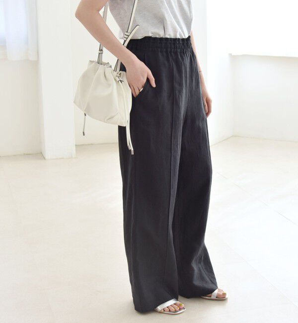 quaranciel「quaranciel:〈洗濯機可能〉ラミー ピンタック ワイド イージー パンツ」|その他|