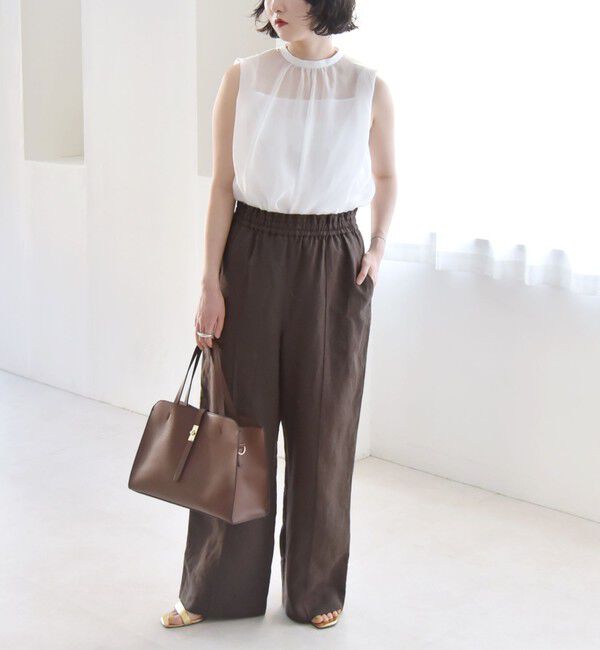 quaranciel「quaranciel:〈洗濯機可能〉ラミー ピンタック ワイド イージー パンツ」|その他|