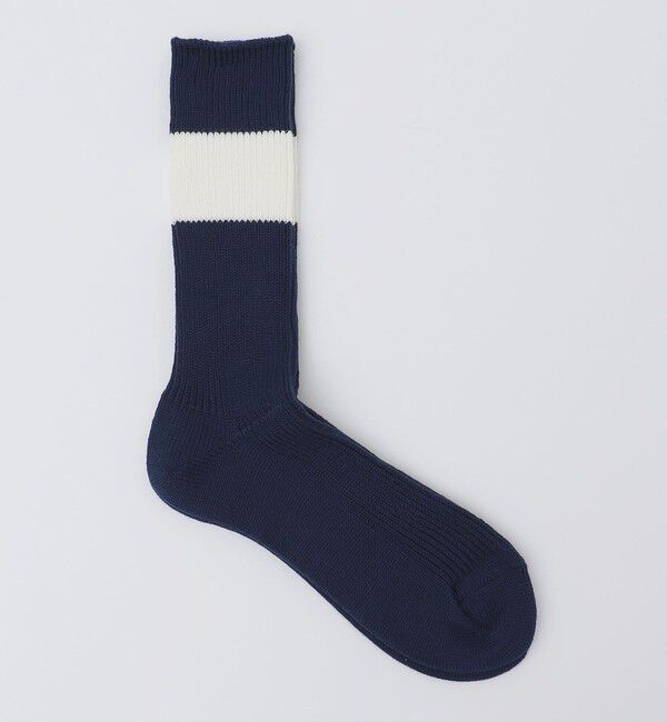 SHIPS「ANONYMOUS: シック ストライプ クルー ソックス」|ソックス|ネイビー