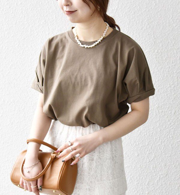 SHIPS any「SHIPS any:〈UVカット/接触冷感/吸水速乾/洗濯機可能〉USAコットン ツイスト TEE」|Tシャツ・カットソー|カーキ