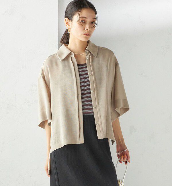 SHIPS for women「〈手洗い可能〉麻調 メッシュ 半袖 ビッグ シャツ」|シャツ・ブラウス|