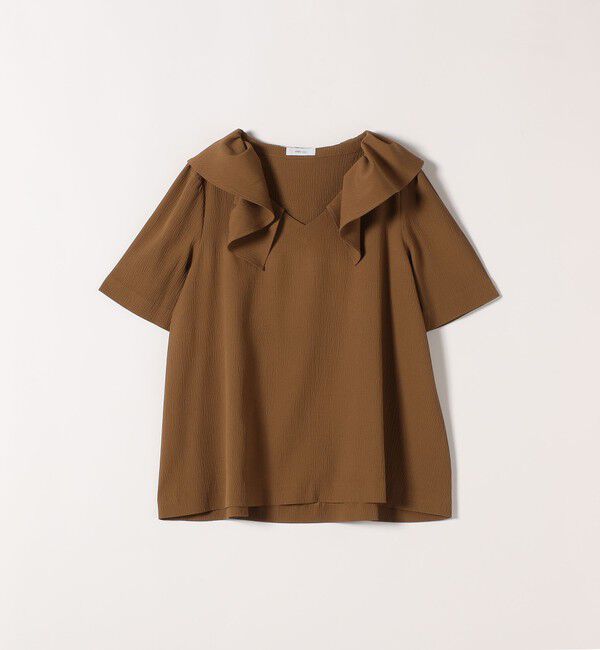 SHIPS any「《一部追加予約》【WEB限定】SHIPS any:〈洗濯機可能〉ラフ サテン フリルカラー ブラウス 26SS」|シャツ・ブラウス|