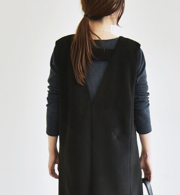 quaranciel「quaranciel: ジャージー メルトン Vネック ジャンパー スカート」|ジャンパースカート|