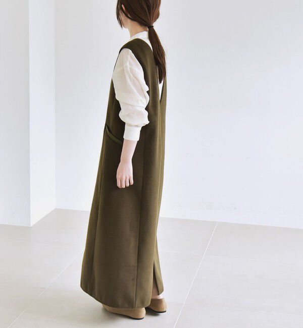 quaranciel「quaranciel: ジャージー メルトン Vネック ジャンパー スカート」|ジャンパースカート|