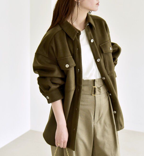 quaranciel「quaranciel: ジャージー メルトン パイピング CPO ビッグ シャツ ジャケット」|その他|