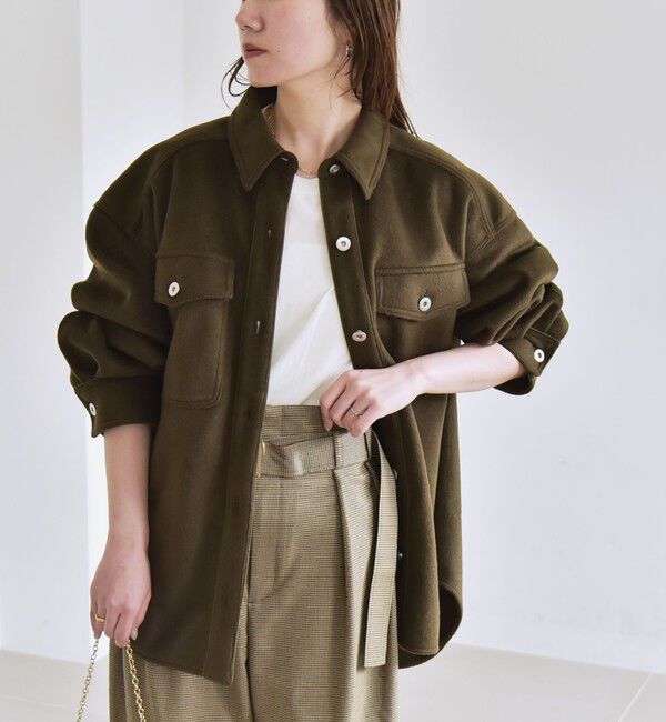 quaranciel「quaranciel: ジャージー メルトン パイピング CPO ビッグ シャツ ジャケット」|その他|