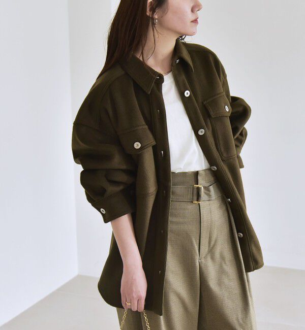 quaranciel「quaranciel: ジャージー メルトン パイピング CPO ビッグ シャツ ジャケット」|その他|