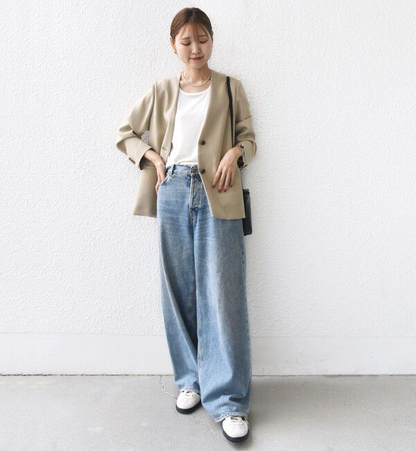 SHIPS for women「〈手洗い可能〉TUMUGITO(R) シャーク ツイード カラーレス ジャケット」|ノーカラージャケット|