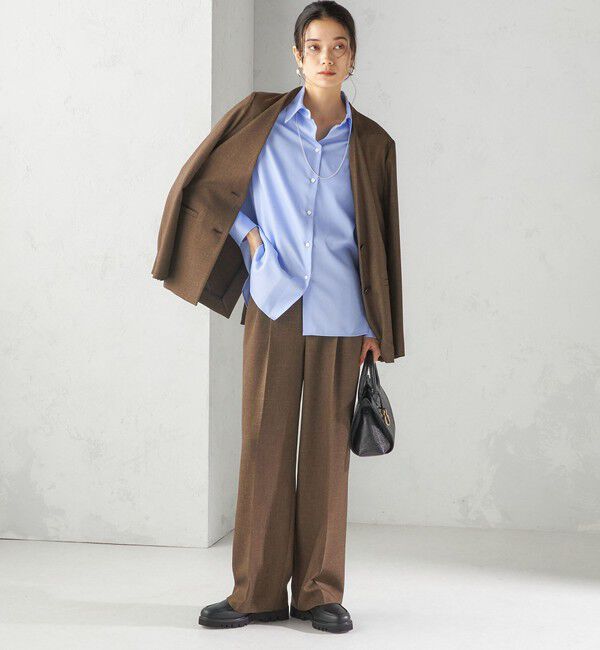 SHIPS for women「〈手洗い可能〉TUMUGITO(R) シャーク ツイード カラーレス ジャケット」|ノーカラージャケット|