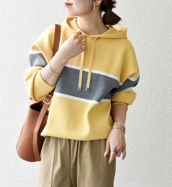 SHIPS any「SHIPS any:〈手洗い可能〉パネル ボーダー フーディー ニット プルオーバー」|パーカー|