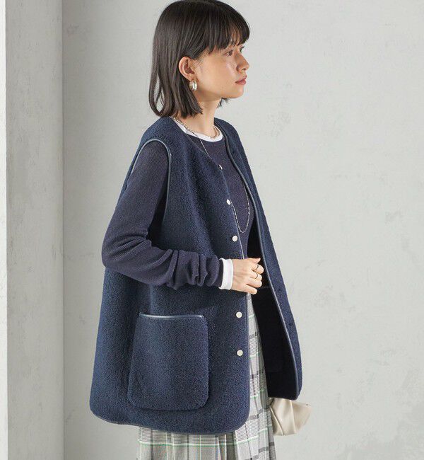 SHIPS for women「〈手洗い可能〉ボア フリース リバーシブル ベスト」|ベスト・ジレ|