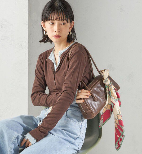 SHIPS for women「【SHIPS別注】miller: シアー ヘンリー ネック ロング スリーブ TEE」|Tシャツ・カットソー|