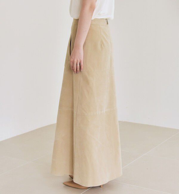 quaranciel「quaranciel:〈洗濯機可能〉ポリエステル スエード フレア マキシ スカート」|スカート|