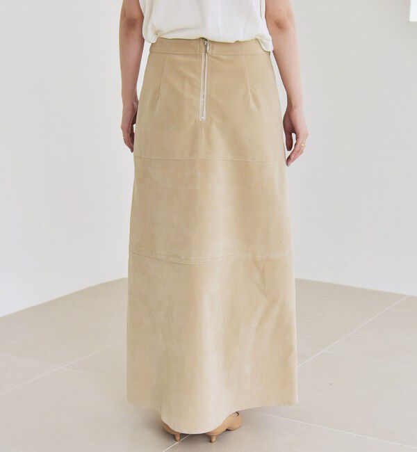 quaranciel「quaranciel:〈洗濯機可能〉ポリエステル スエード フレア マキシ スカート」|スカート|