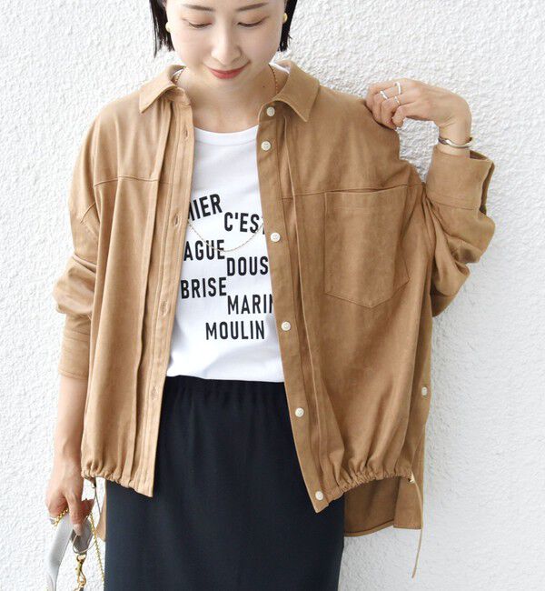 SHIPS for women「〈手洗い可能〉ポリエステル スエード 裾 ドロスト シャツ 羽織」|シャツ・ブラウス|キャメル