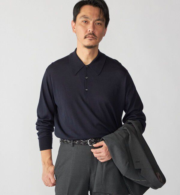 SHIPS「【SHIPS別注】JOHNSMEDLEY: ISIS ロングスリーブ ニット ポロシャツ」|ニット・セーター|