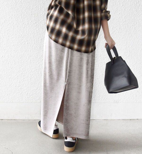 SHIPS for women「〈手洗い可能〉スノー クラッシュ ポリエステル ベロア ウエスト ゴム スカート」|スカート|