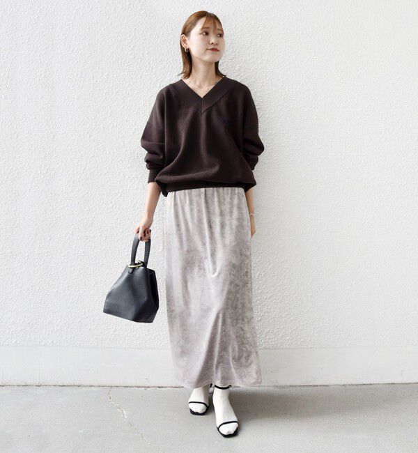 SHIPS for women「〈手洗い可能〉スノー クラッシュ ポリエステル ベロア ウエスト ゴム スカート」|スカート|