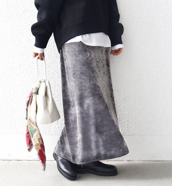 SHIPS for women「〈手洗い可能〉スノー クラッシュ ポリエステル ベロア ウエスト ゴム スカート」|スカート|