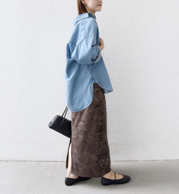 SHIPS for women「〈手洗い可能〉スノー クラッシュ ポリエステル ベロア ウエスト ゴム スカート」|スカート|