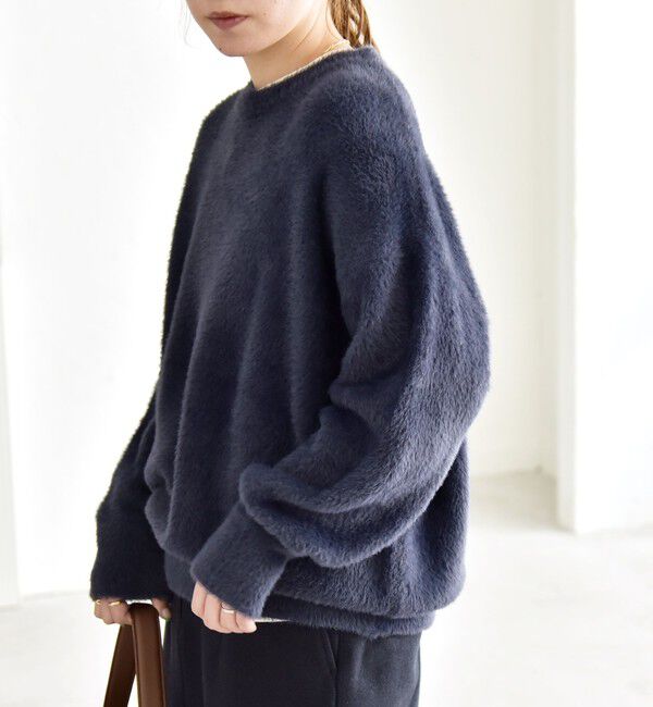 quaranciel「quaranciel:〈手洗い可能〉ファーライク クルーネック ニット プルオーバー」|ニット・セーター|