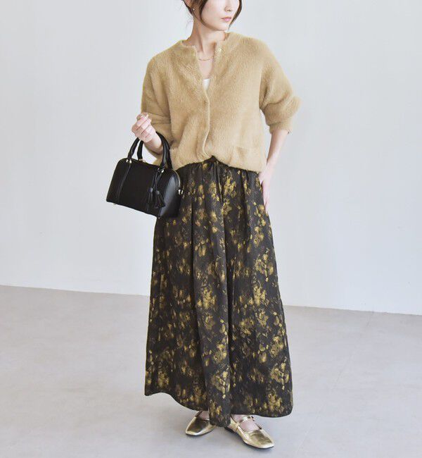 quaranciel「quaranciel:〈手洗い可能〉ファーライク クルーネック スナップ ニット カーディガン」|カーディガン|