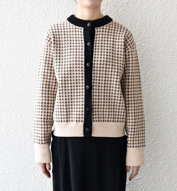 SHIPS any「SHIPS any:〈手洗い可能〉モールヤーン クルーネック 千鳥柄 カーディガン」|カーディガン|