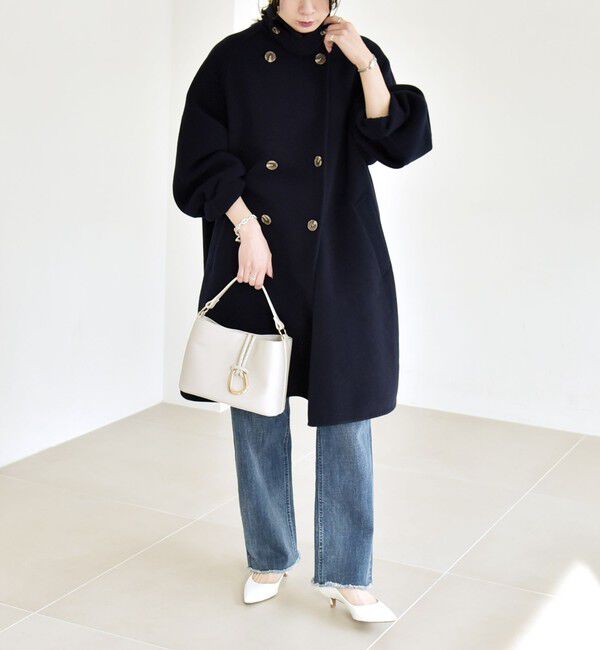 quaranciel「quaranciel: リバー スタンド & テーラード ダブルブレスト Aライン コート」|その他|