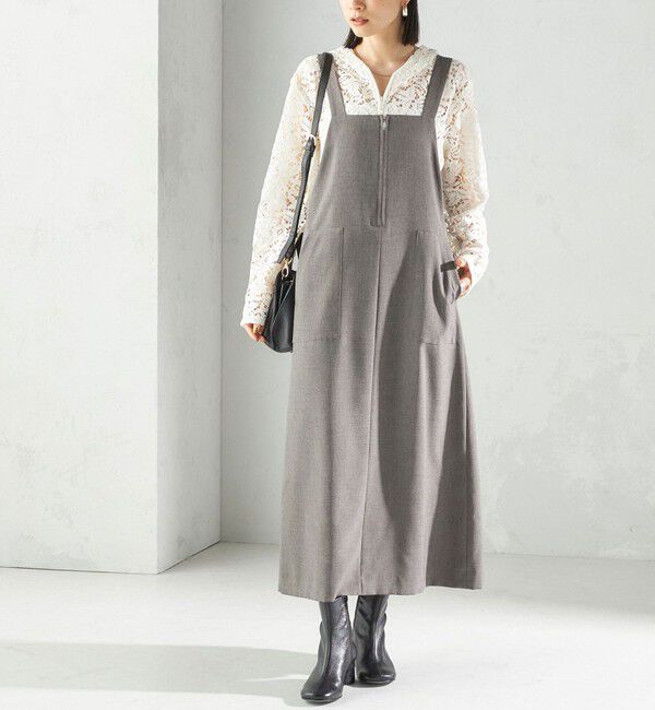 SHIPS for women「〈手洗い可能〉フロント ジップ ジャンパー スカート」|ジャンパースカート|ブラウン