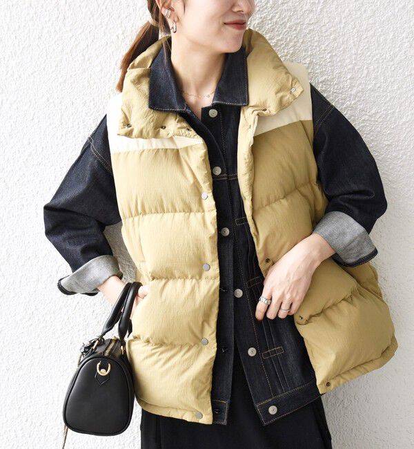 SHIPS any「SHIPS any: ナイロン スタンドカラー ダウン ベスト」|ダウンベスト・ベスト|