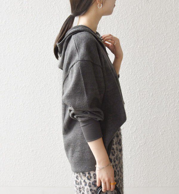 SHIPS any「SHIPS any:〈手洗い可能〉起毛 ワッフル ハーフジップ フーディー プルオーバー」|Tシャツ・カットソー|