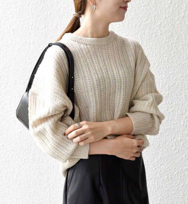 SHIPS any「SHIPS any: リブ タック編み クルーネック ボタン ニット プルオーバー」|ニット・セーター|